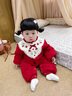 班喜迪嬰兒衣服秋冬裝嬰幼兒連體衣寶寶百天周歲禮服加絨哈衣冬季外出服 紅色 80cm 曬單實(shí)拍圖
