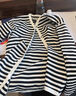 塔馳密司（touchmiss）設計感條紋寬松短外套女秋季薄款顯瘦時(shí)尚減齡長(cháng)袖開(kāi)衫 時(shí)尚黑 M 建議120斤內 曬單實(shí)拍圖