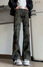 卡圖弛美式高街設(shè)計(jì)感迷彩褲子男夏季潮流復(fù)古直筒hiphop微喇工裝牛仔褲 迷彩 XL 曬單實(shí)拍圖