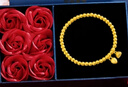 中國黃金（CHINA GOLD）黃金手鏈足金兩世歡金手鏈女蓮蓬金珠手串送媽媽七夕情人節禮物 金約1.95g+摯愛(ài)玫瑰禮盒 曬單實(shí)拍圖