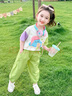 女童運動(dòng)套裝夏季短袖2025新款兒童衣服1-3小女孩洋氣兩件套4-6歲 綠色 120 曬單實(shí)拍圖