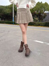 ZHR棕色短靴女秋冬厚底堆堆牛仔靴美拉德褲管馬丁靴女 KN191 棕色 37 曬單實(shí)拍圖