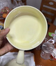 柏登居奶fufu陶瓷碗少女心手把碗勺一人食釉下彩焗飯碗奶油色系餐具套裝 奶油黃餐具 5件裝手柄碗+手柄盤(pán)+飯碗+勺筷 曬單實(shí)拍圖