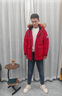 鴨鴨（YAYA）【梓渝明星同款】紫鉆系列羽絨服男冬季保暖大毛領(lǐng)男女同款外套 中國紅 L /175 【推薦125-140斤】 曬單實(shí)拍圖