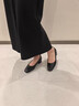 意爾康真皮小皮鞋女2025新款春夏通勤粗跟面試淺口高跟鞋單鞋女 黑色[真皮鞋面] 38 曬單實(shí)拍圖