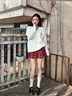 歐貝汐毛衣女秋冬加絨v領(lǐng)中長款白色軟糯寬松打底衫慵懶風(fēng)針織衫上衣潮 米白色 均碼 【建議80-120斤】 曬單實拍圖
