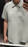 GXG男裝POLO衫夏舒適休閑條紋空氣層短袖 麻灰色 170/M 曬單實(shí)拍圖