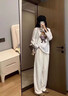 曇蓓漫孕婦褲子夏季外穿不勒肚子孕媽裝長褲闊腿褲高級(jí)感穿搭休閑可調(diào)節(jié) 孕婦托腹奶芙褲【奶杏色】 L碼 建議體重（115-135斤） 曬單實(shí)拍圖