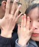 蔓笙戀心四葉草情侶戒指s999純銀男女一對幸運花鑲鉆對戒足銀送女友 女款 曬單實(shí)拍圖