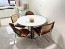 巖板餐桌家用小戶(hù)型胡桃色圓形簡(jiǎn)約法式中古風(fēng)餐桌椅實(shí)木2025新款 餐桌+2椅（白蠟木）進(jìn)口巖板 80cm *80cm*75cm 曬單實(shí)拍圖