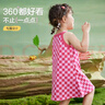 ASK JUNIOR童裝兒童裙子女童薄款夏裝小童休閑純棉吊帶裙度假公主裙 格子 曬單實(shí)拍圖