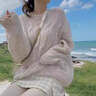 浪莎慵懶風(fēng)馬海毛毛衣女秋冬2025新款韓版寬松圓領(lǐng)套頭鏤空針織衫上衣 米白色款 S 曬單實(shí)拍圖