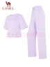 駱駝（CAMEL）休閑套裝女寬松顯瘦短袖長(cháng)褲運動(dòng)健身服 Y25BAWL6018 優(yōu)雅紫 M 曬單實(shí)拍圖