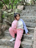 真維斯女童衛衣秋季打底衫兒童2025新款秋裝中大童運動(dòng)上衣女孩可愛(ài)童裝 米白拼粉紫 紫色獨角獸+粉 粉粉獨角 110 曬單實(shí)拍圖