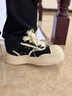 愛(ài)步嬌嚴浩翔同款大頭繃帶帆布鞋男女潮牌美式小眾情侶厚底丑萌米奇板鞋 黑色超正版型 36 (女碼) 曬單實(shí)拍圖