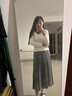 自巧小個子灰色半身長裙女2025春夏新款設(shè)計感斜裁a字百褶裙傘裙 大象灰 L （5碼） 曬單實(shí)拍圖