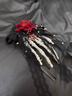 薇施妮（WEISHINI）萬(wàn)圣節頭飾cos洛麗塔暗黑哥特酒紅玫瑰骷髏手指發(fā)夾發(fā)飾道具裝扮 紅玫瑰骷髏鴨嘴夾主圖款A25-307 曬單實(shí)拍圖