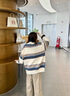 NASALIKE官方油畫(huà)彩虹色漸變開(kāi)衫毛衣男秋冬季氛圍百搭寬松針織衫復古外套 白色 XL  （推薦130-145斤） 曬單實(shí)拍圖