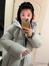 可茵（Keyin）羽絨棉服女2025年冬季新款韓版寬松面包服中長(cháng)款連帽棉衣外套女 淺藍色 M 曬單實(shí)拍圖