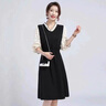 AIGOUGRT連衣裙女秋季新款女裝時(shí)尚V領(lǐng)長(cháng)袖寬松顯瘦氣質(zhì)收腰小黑裙子秋天 圖片色 L 建議100-120斤 曬單實(shí)拍圖