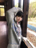妃奧絨灰色費爾島牛角扣連帽加厚針織開(kāi)衫毛衣外套女秋冬慵懶風(fēng)復古上衣 海島藍 M 曬單實(shí)拍圖