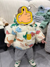 嘟嘟家男童冬裝棉服連帽外套兒童冬季加厚保暖棉衣寶寶休閑滿(mǎn)印棉襖童裝 白底滿(mǎn)印 90 曬單實(shí)拍圖