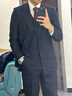WVD男士結婚西服套裝戧駁領(lǐng)新郎禮服婚禮正裝羊毛塔士多羊毛西裝 黑色兩件套上衣+褲子西褲碼數請 e 46 曬單實(shí)拍圖