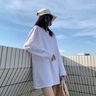 拉夏貝爾白色打底衫女疊穿衛(wèi)衣內搭大碼寬松長款長袖t恤 白色 M 曬單實拍圖
