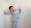 跳跳兔純棉嬰幼兒凈面菱形格上衣褲子寶寶分體套裝秋冬新款加厚保暖棉服 藍色 110 【建議100-110CM，28-32斤】 曬單實(shí)拍圖