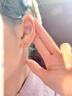 周六福黃18K金耳釘女彩金花朵甜美耳飾生日禮物C0914877 一對 曬單實(shí)拍圖