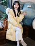 宏資琦羽絨棉服女冬季2025新款中長(cháng)款高級感加厚大毛領(lǐng)長(cháng)款棉衣棉襖外套 黃色 M （建議106—120斤） 曬單實(shí)拍圖