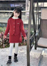 FIDQIOG國際品牌女童紅棉衣新年拜年服童裝秋冬厚針織毛衣大童套裝 安可拉紅 KT18026 170 cm 曬單實(shí)拍圖