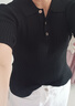 哥弟真的好（GIRDEAR）女裝豎坑條修身短袖Polo針織T恤衫女A301079 黑 L (4碼) 曬單實拍圖