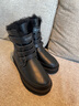 AU&MU澳洲雪地靴女冬季新款皮毛一體中筒雪地棉男士防滑保暖魔術(shù)貼靴子 黑色亮皮 【男女同款 羊毛防寒】3136 35 曬單實(shí)拍圖