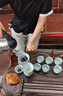 講茗堂汝窯功夫茶具套裝天青開片送退休領導長輩父親節(jié)生日禮盒物品 汝窯天青色-蓋碗套裝 10頭 150ml 曬單實拍圖