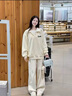 Lee Srtroi假兩件衛衣長(cháng)褲套裝男女2025春秋新品POLO領(lǐng)休閑一套情侶大碼衣服 杏色套裝 XL （建議135-155斤） 曬單實(shí)拍圖
