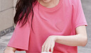 德瑪納【半熟戀人】夏圓領(lǐng)棉氨舒適短袖t恤女愛(ài)心貼標(biāo)裝飾簡(jiǎn)約女式t恤 曬單實(shí)拍圖