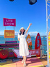 尚都比拉純棉V領(lǐng)泡泡袖白色連衣裙女夏季鏤空拼接顯瘦茶歇裙氣質(zhì)中長(cháng)裙 曬單實(shí)拍圖