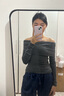 UR2025秋季新款女裝氣質(zhì)簡(jiǎn)約一字領(lǐng)修身短款針織衫UWM950089 冷灰 XS 曬單實(shí)拍圖