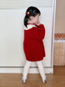 幼歌（YOUGE）冬季新品嬰幼紅色毛衣裙溫暖娃娃領(lǐng)連衣裙 紅色 90 cm 曬單實(shí)拍圖