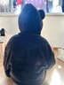 望點(diǎn)小熊加厚加絨珊瑚絨睡衣女秋冬外穿超厚款連帽家居服套裝冬天新款 黑色套裝(加厚300克) 不掉毛 M  建議90-105斤 曬單實(shí)拍圖