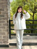 LEEREDPOI連帽羽絨服男2025冬季百搭保暖外套男美式休閑寬松可脫卸袖上衣服 米白色 XL （136-155） 曬單實(shí)拍圖