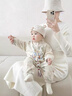 迪士尼（Disney）嬰兒衣服春秋季男孩寶寶中式古風(fēng)春節(jié)拜年百天周歲禮服小少爺唐裝 杏色中國結(jié)刺繡哈衣 適合22-27度 66cm 曬單實拍圖