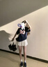 沐霓復古藍色厚底休閑鞋女板鞋秋季ins百搭小眾運動(dòng)鞋美式低幫帆布鞋 藍色 38 曬單實(shí)拍圖