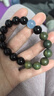 黑曜石綠檀木手串海藍寶水晶手鏈男女士轉運珠飾品禮物 黑曜石綠檀手鏈 珠徑12mm 曬單實(shí)拍圖