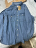 Levi's李維斯25年新款男士ins風(fēng)美式復古水洗做舊休閑牛仔襯衫 竊藍色 L 曬單實(shí)拍圖