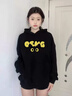 oversize美式連帽衛衣女寬松慵懶風(fēng)潮牌歐美街頭上衣加絨秋冬外套 黑色【春秋薄款】 M 曬單實(shí)拍圖