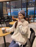 夾棉羊羔絨外套女秋冬寬松立領毛絨衛(wèi)衣學生百搭加厚保暖上衣J068 杏色 M （110-130斤） 曬單實拍圖