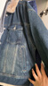 森馬（Semir）牛仔外套女拼接仿兔毛翻領(lǐng)寬松港風(fēng)冬季落肩夾棉夾克103724108001 曬單實(shí)拍圖
