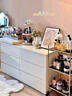 春色田園梳妝臺斗柜一體簡(jiǎn)約現代書(shū)桌化妝臺床尾柜電腦桌化妝桌子臥室女生 0.8m桌+1.2m六斗柜 暖白 【斗柜 組裝 曬單實(shí)拍圖